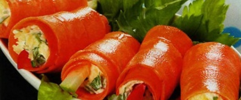 Фуршетные рулетики из моркови или суши по-русски