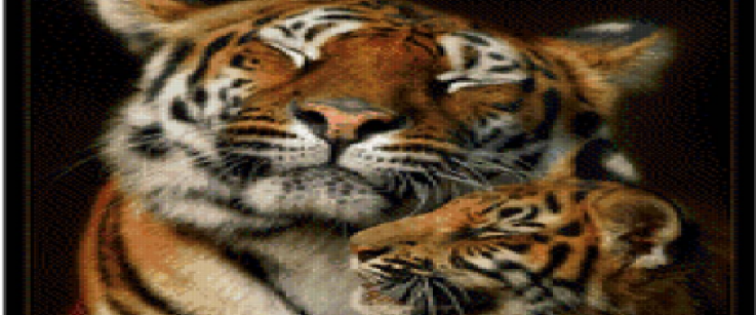 Вышивка крестом.схема «тигрица с тигрёнком»