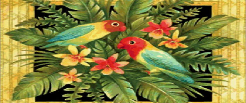 Вышивка крестом.схема для подушки «Птицы и цветы»