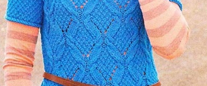 Длинный бирюзовый пуловер-туника